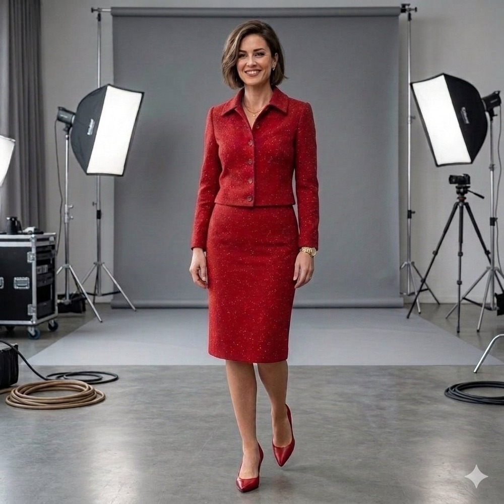 Linda Allard Ellen Tracy Donegal Tweed 2‎ Piece Blazer Jacket 2P Skirt 4P Suit